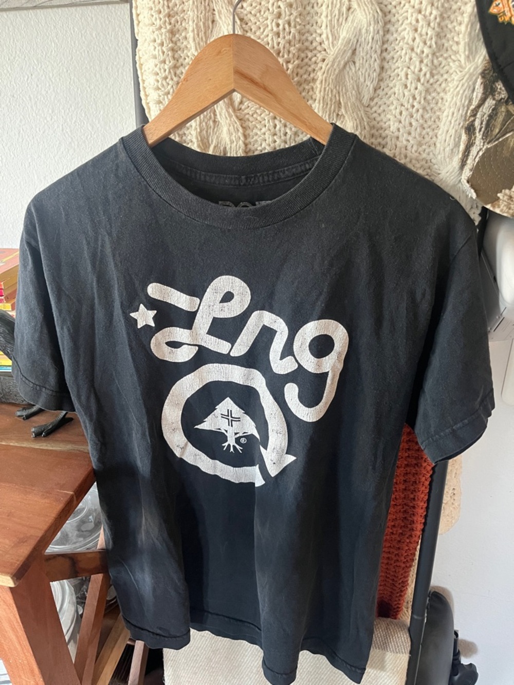 Y2K Skater LRG Black Tee with White Logo Script